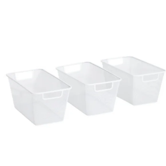 🤍▪️Juicy Couture ▪️3 Pk Metal Mesh Storage Bins with Cut Out Carry Handles