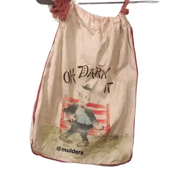 Vintage Oh Darn It Gunny Sack Storage Bag