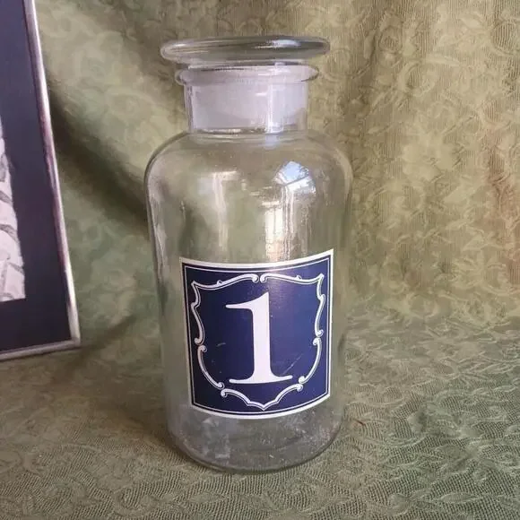 Apothecary Jar Bottle Large Stopper 10 Inch Vintage Glass