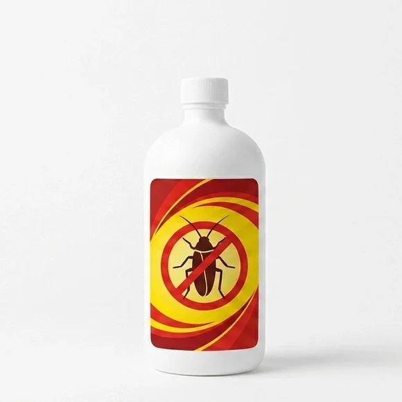 White Bottle with Red and Yellow Insect Repellent Label