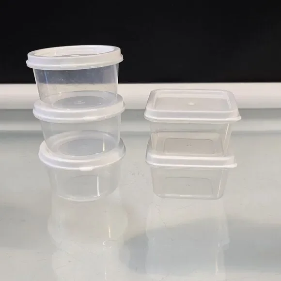 5 Miniature Plastic Storage Containers with Lids Crafts Room Kitchen Organizing