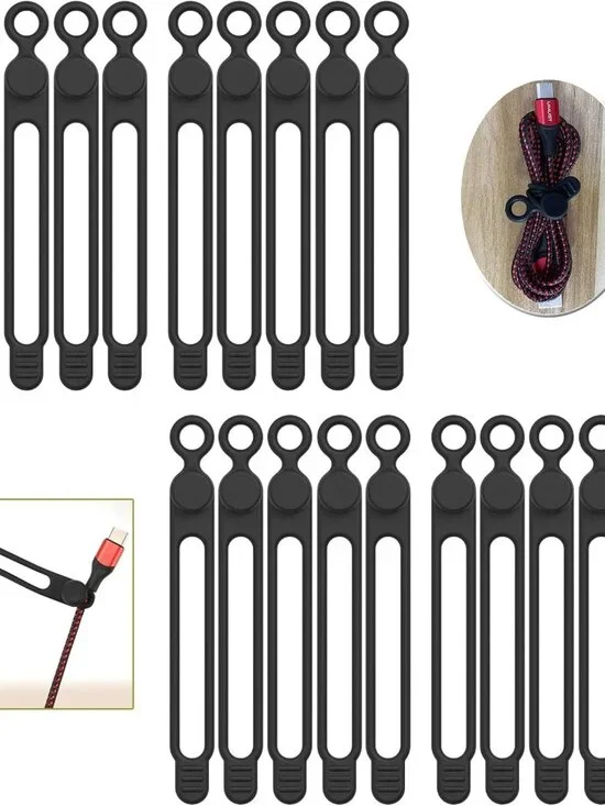 Silicone Cable Ties, Reusable Cable Management Organizer, Cord Tie Multipurpose