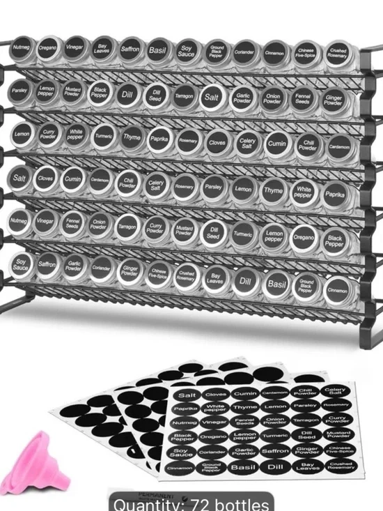72 Piece Set Spice Rack with lids and labels