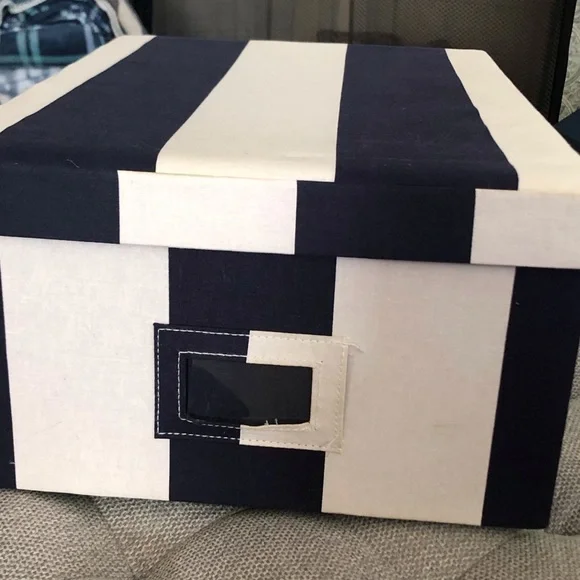 Navy & white striped storage box small size