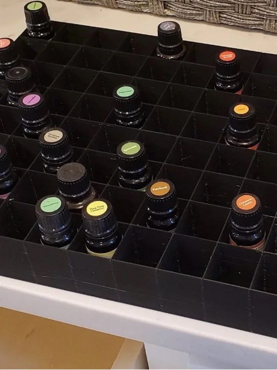 Black Essential Oil Bottle Storage Grid Organizer - room for 80 bottles