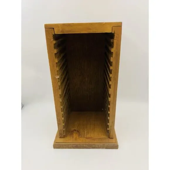 Vintage wooden CD rack for Holds 15 discs