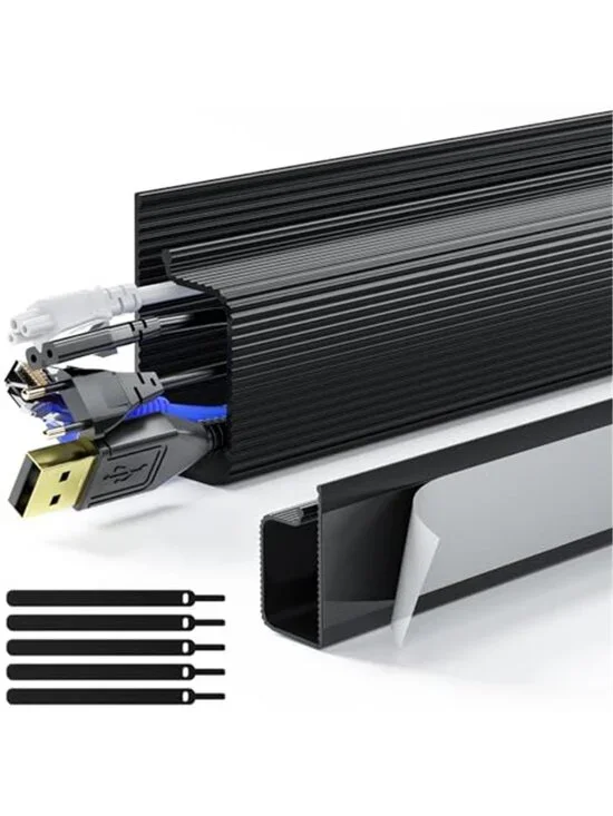 Under Desk Cable Management Tray Cord Organizer Wire Raceway Adhesive Black