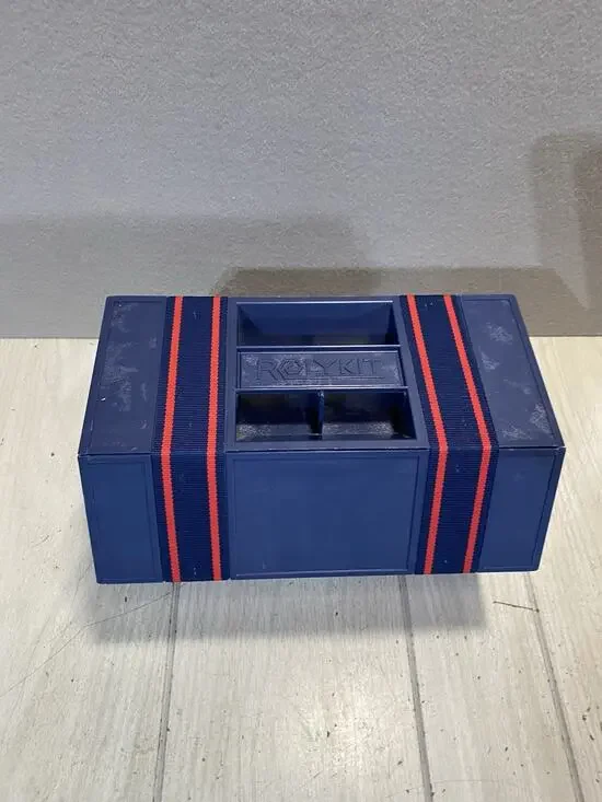 Blue VINTAGE ROLYKIT ROLL UP BOX PORTABLE STORAGE Organizer Tackle Crafts Sewing