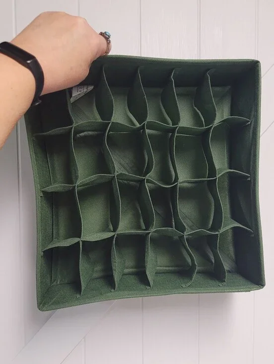 Amazon Olive Green 25-Compartment Fabric Drawer Organizer