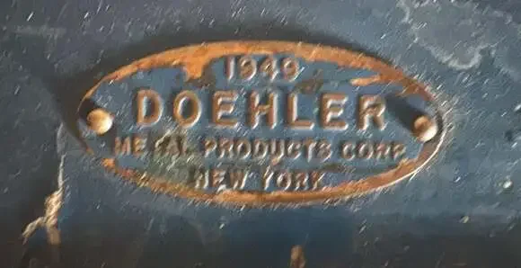 Vintage 1949 Doehler Metal Products Blue Industrial Storage Chest with Tray