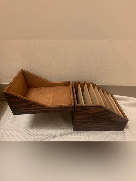 Antique Wooden Recipe/Letter Organizer Box Primitive Folk Art 8 Slots Farmhouse