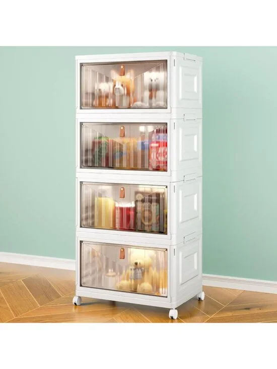 New 4 Tier 23QT Storage Bins with Lids Wheels Collapsible Closet Organizer Home