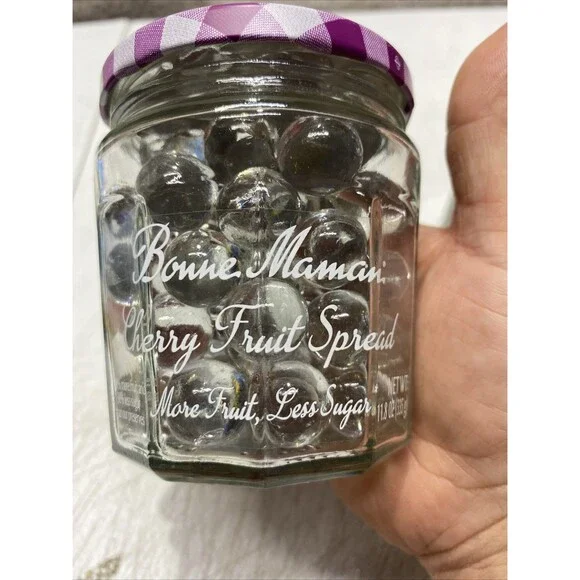 Bonne Maman Empty Jar Gingham Purple Lid 3.5