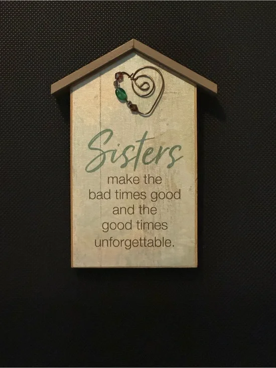 Sisters Wall Plaque - Green and Brown Home Wall Decor
