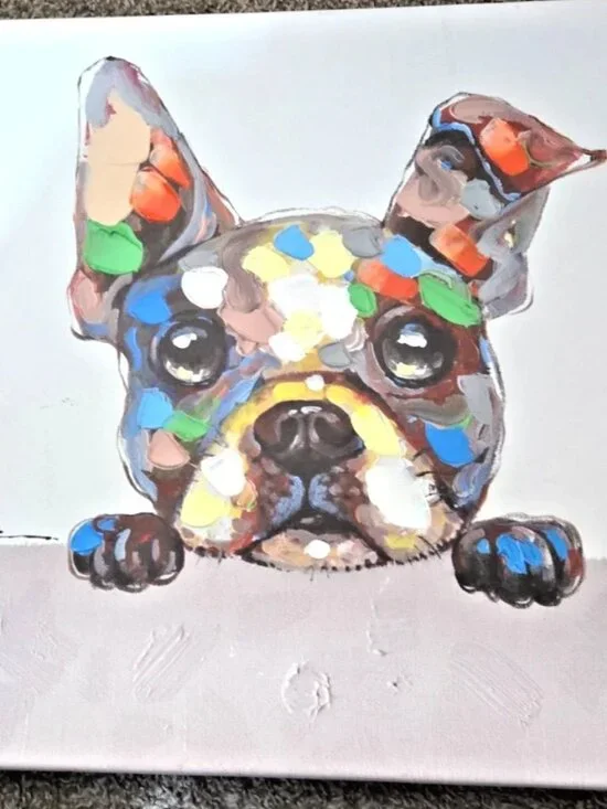 French Bulldog Acrylic Canvas Modern Painting Bright Color Frenchie Wall Art 16