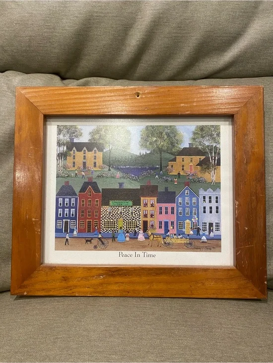 Framed 'Peace In Time' Folk Art Print -Deborah K Mayo