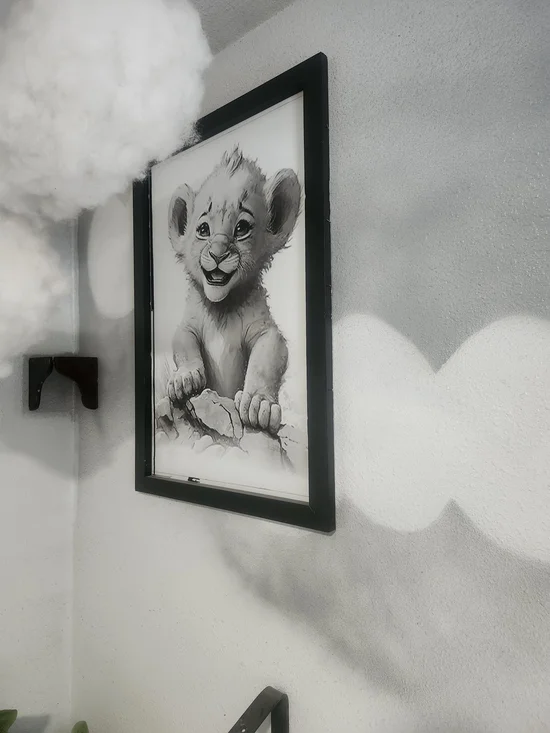 Framed Black & White Lion Cub Art Print