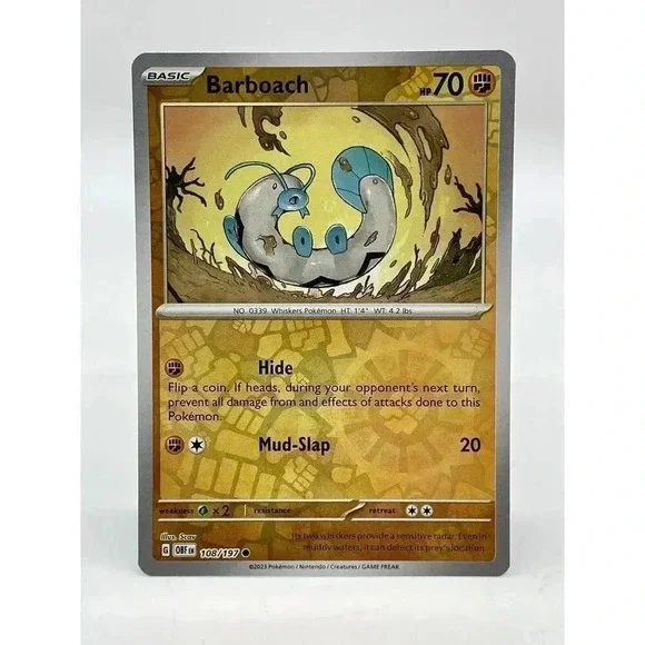 Barboach 108/197 Obsidian Flames Pokemon TCG‎ Reverse Holo Mint Unplayed