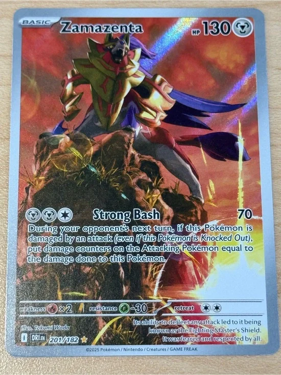 Zamazenta Pokémon Holo Card - Red & Gold Artwork
