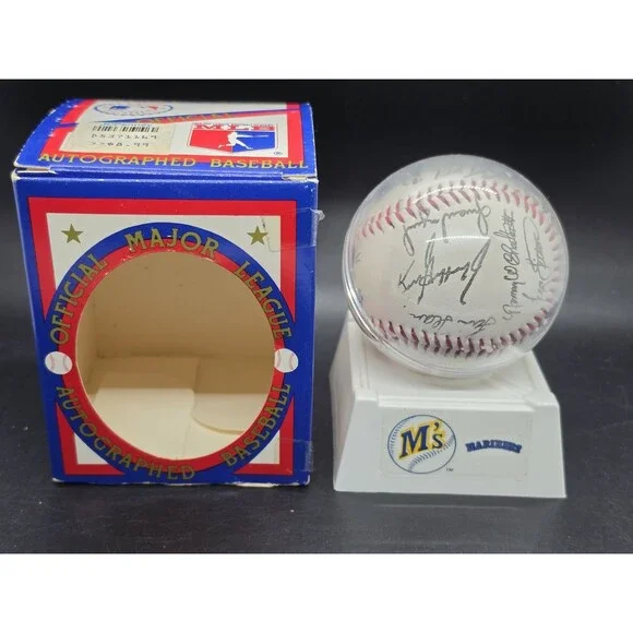 1992 FACSIMILE SIGNED SEATTLE MARINERS TEAM SIGNED BASEBALL KEN GRIFFEY JR NIB