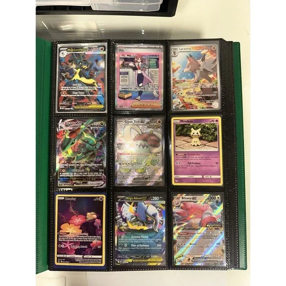48 near mint pokemon cards mega lucario, irs, full arts, yuka morii mimikyu NM‎