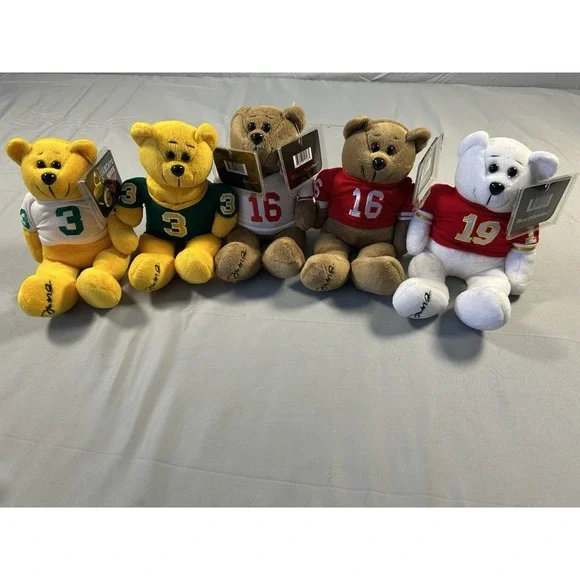 five limited edition Joe Montana Signature Series Collectcritter‎ Bears NWT