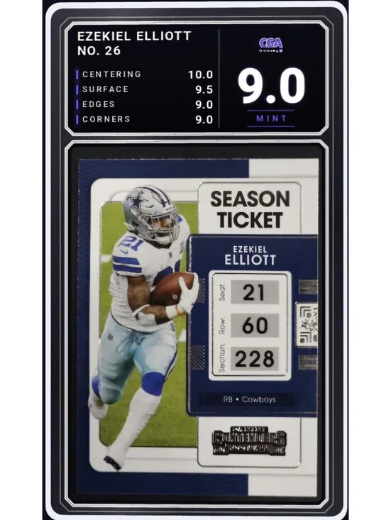 2021 Panini Contenders #26 Ezekiel Elliott Cowboys NFL - CGA 9.0 Digital Grade