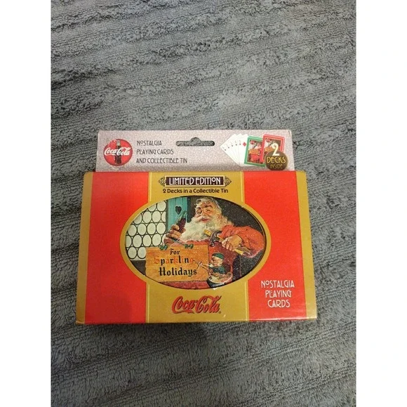 Coca-Cola  Santa Nostalgia Playing Cards in Tin 1998 Limited Edition‎ Two Decks