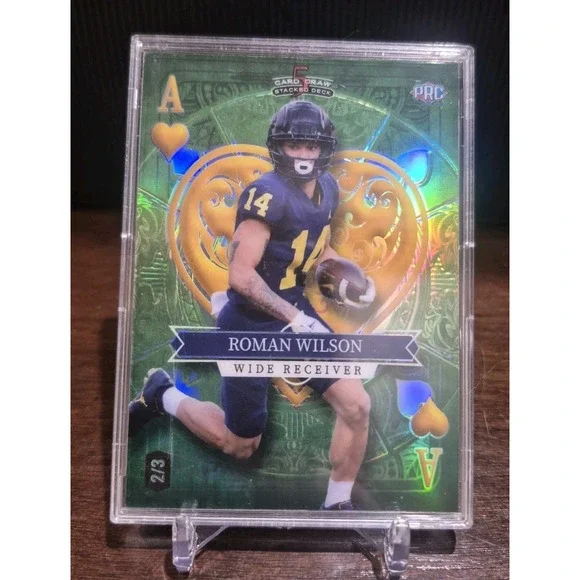2023 Wild Card 5 Card Draw Roman Wilson Ace of Hearts Green Foil 2/3  Steelers