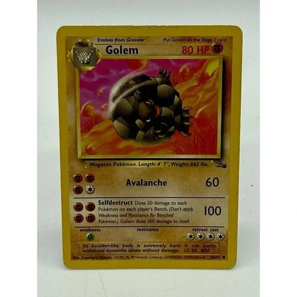 Golem Fossil 36/62 Uncommon Non Holo Pokémon‎ TCG Vintage 1999 MP