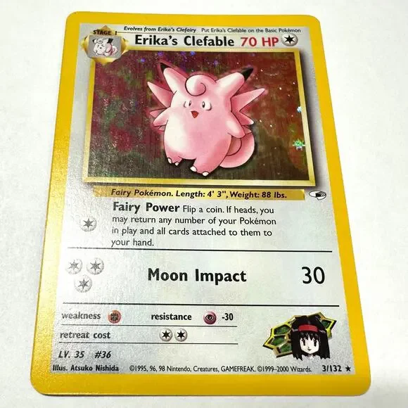 Pokémon TCG Erika's Clefable Gym Heroes 3/132 Holo Unlimited Holo Rare LP