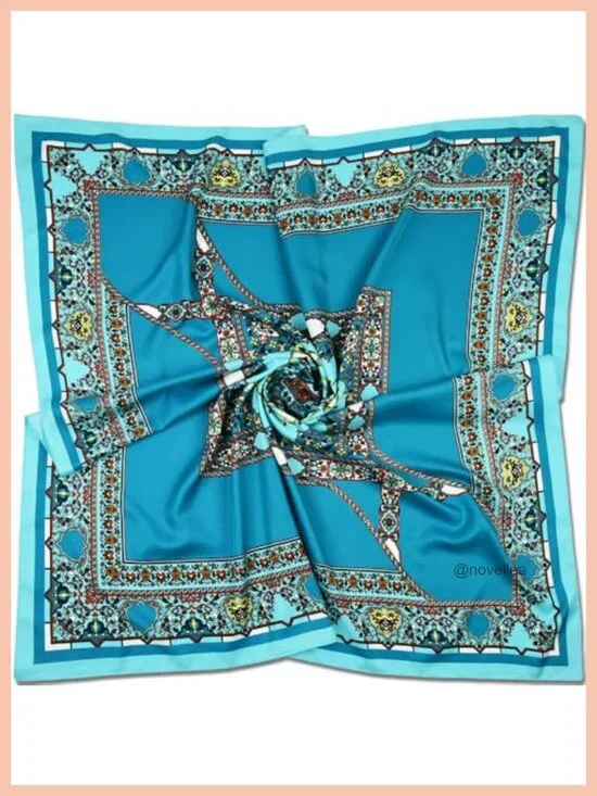XL 40x40 Satin Square Oversized Fashion Scarf for Women, Hair Wrap, Headband,