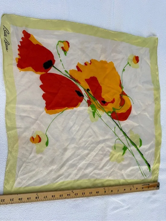 Bill Blass Vintage silk scarf California golden poppy floral 21 x 21