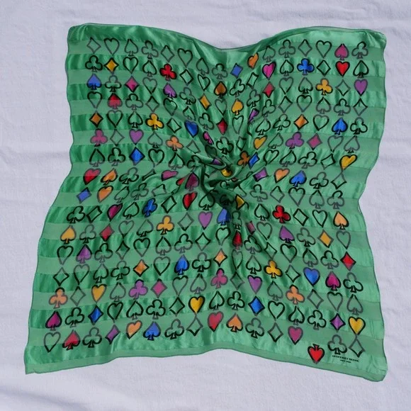 Vintage Geoffrey Beene giant silk playing card print scarf