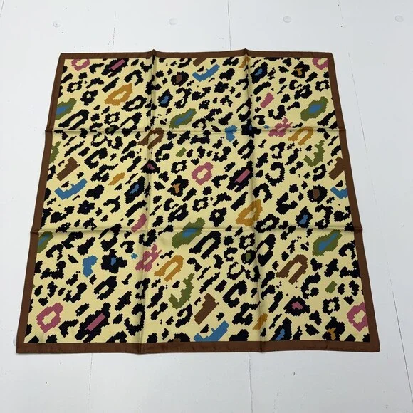 GOLF Le FLEUR* Scarf Womens 22 X 22 Multicolor Leopard Print Silk Italy Bandana