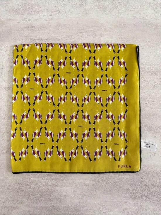Furla Chartreuse Patterned Silk Square Scarf