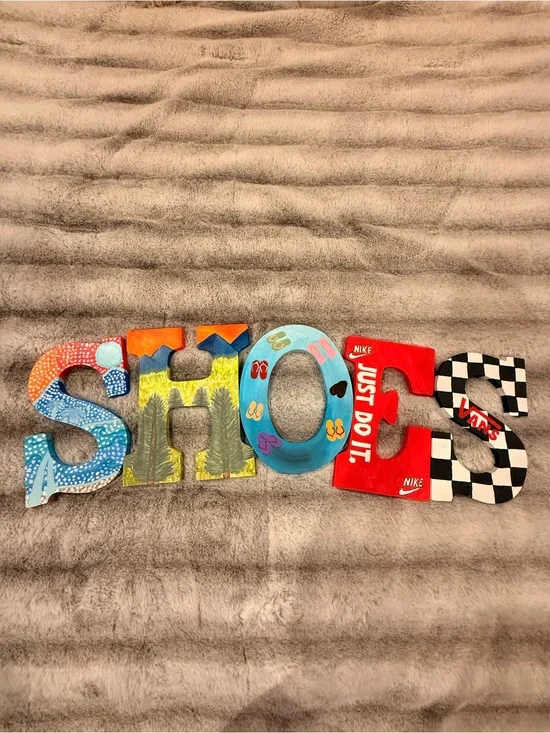 Custom SHOE Letter Wall Decor - Multi-Color Artistic Letters