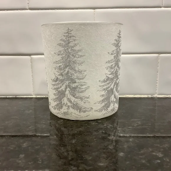 Candle Holder Silver Trees 3.15