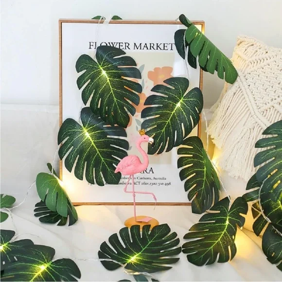 Monstera Leaf String Light Tropical Forest Boho Party Dorm Room Summer LED Decor
