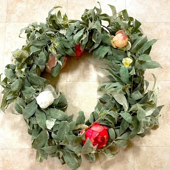 West Elm Eucalyptus Wreath w/ Peonies