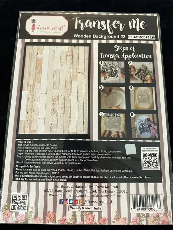 New Sealed Dress My Craft Transfer Me Wooden Background #3 Dip In Water Planks