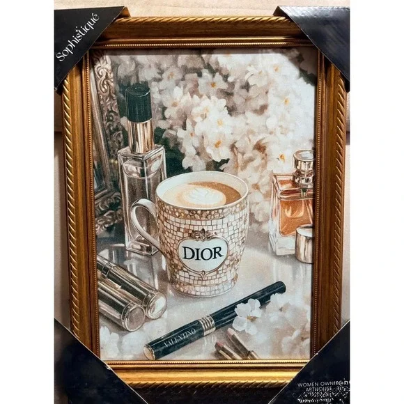 Sophistique Luxury Dior Valentino Framed Wall Art Gold Ornate‎ Frame New