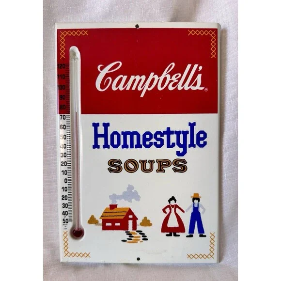 Vintage 1950's Campbell's Homestyle Soup Thermometer Sign Farmhouse Kitchen