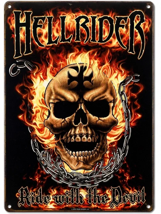 NEW Heavy Duty Steel Hell Rider Ride With The Devil Metal Sign