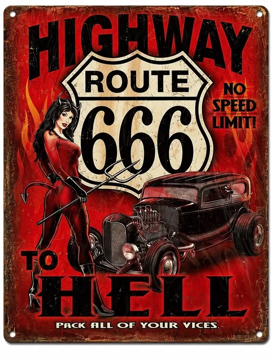 NEW Highway To Hell Metal Sign