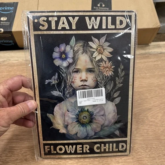 Metal Sign Wall Decor Stay Wild Flower Child