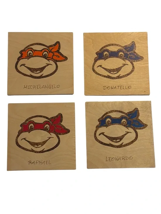 Teenage Mutant Ninja Turtles Wood Handmade Wall Art Set of 4, One of a Kind