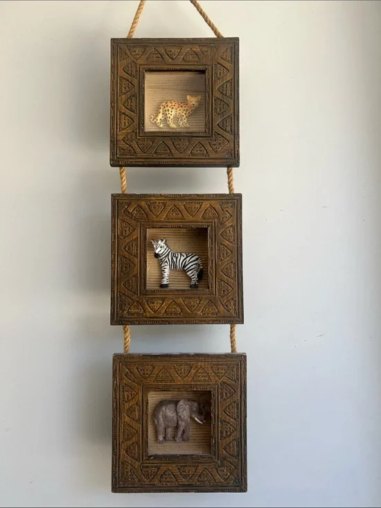 Rustic Brown Animal Frame Trio Wall Hanging