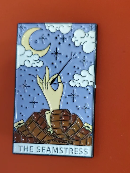 The Seamstress Tarot Enamel Pin - Lavender, Brown, Cream