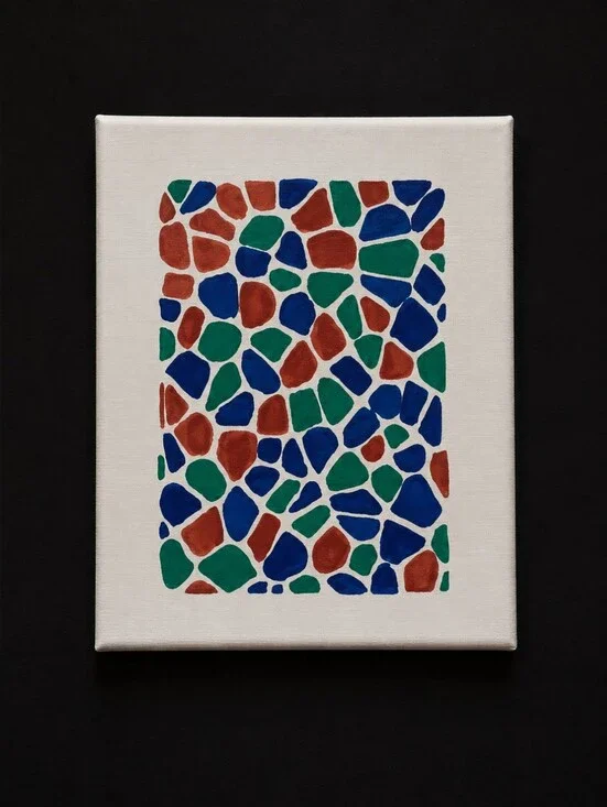 Handmade Abstract Mosaic Canvas Wall Art 8x10 Blue Green Modern Decor USA Gift
